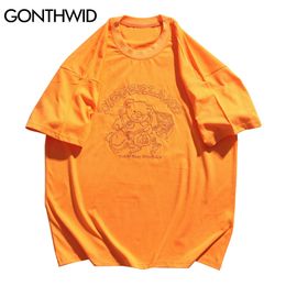 GONTHWID Harajuku Tee Shirts Streetwear Embroidery Doctor Bear Short Sleeve Tshirts Hip Hop Fashioin Casual Cotton Loose Tops C0315