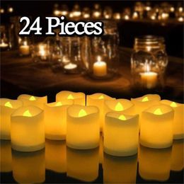 12/24Pcs LED Flameless Candle Lights Tea Candles Battery Powered for Home Wedding Birthday Party Decoration Lightings Dropship 211222