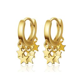 2021 Fashion Simple Gold Silver Color Star Earrings for Women Round Personality Hoop Earings Jewelry Korean Orecchini aretes