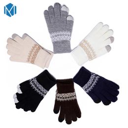 Fingerless Gloves Soft Warm Winter Men's For Women Cotton Knitted Screen Sense Unisex Thicken Full Finger Simple Mittens