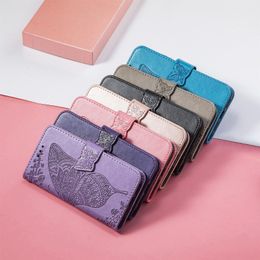 Butterfly Embossing Imprint Wallet Cases With Card Slot For LG Stylo 7 6 5 K8 K10 K20 K30 K40 K50 K50S K51S K41S K61 K71 K22 K42 K52 K53 K92 Velvet 5G
