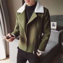 Fashion Mens Wool Trench Coat Fake Fur Collar Casual Jackets Thick Warm Steetwear Outwear Windbreaker Erkekler Ceket 211122