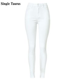 High Waist Women Jeans Fashion White Elastic Push Up Sexy Slim Denim Pencil Pants Stretch Skinny Lady Trousers Pantalon Femme 210922