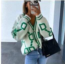 Women Autumn Winter New women's sweaters Loose Knitted Cardiagn Casual V-neck Drop-shoulder Sleeve Sweater Coat Female Chic Crochet Outerwear