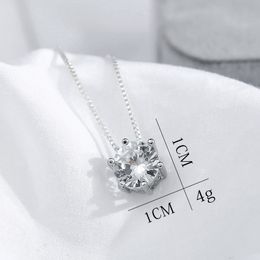 925 Silver Women's Fashion New Jewelry High Quality Crystal Zircon Round Retro Simple Pendant Necklace Long 40/45/50CM