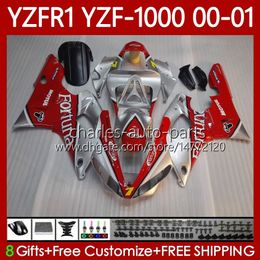 Motorcycle Body For YAMAHA YZF-1000 YZF R 1 1000 CC YZF-R1 00-03 Bodywork 83No.41 YZF R1 1000CC YZFR1 00 01 02 03 YZF1000 2000 2001 2002 2003 OEM FORTUNA red Fairings Kit