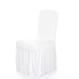 -Color sólido plisado volante suaveable removible para silla de cena lavable cubierta de silla de silla de spandex Asientos de asientos para cubiertas de fiesta de bodas