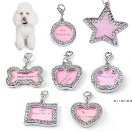 mini Cute ID Tag Personalized Pet handwriting Pets IDName Photo frame for Cat Puppy Dogs Collar Tag Pendant plum Bossom star apple LLF12202