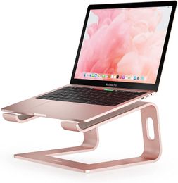 Laptop Stand, Ergonomic Aluminium Laptop Computer Stand, Detachable Laptop Riser Notebook Holder Stand Compatible with MacBook Air Pro, Dell XPS, HP - Rose Gold