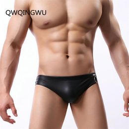 Underpants Sexy Mens Briefs Leather PU Underwear Bikini Low Waist Men Male Panties Gay