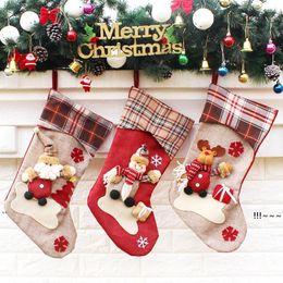 NEWChristmas Hanging Socks Lovely Gift Bag Doll Models Cartoon Santa Claus Snowman Big Stocking Party New Year Supplies EWF6006