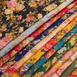kimono cheongsam Canada - Satin flower fabric brocade garment fabrics DIY patchwork needlework material for sewing cheongsam and kimono 210702