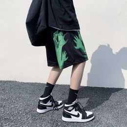 PR Men's Casual Oversize Shorts Fashion Printed Hip Hop Korean Streetwear Male 210714