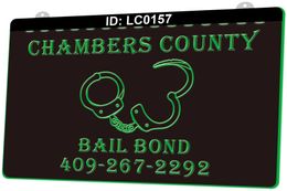 LC0157 Chambers County Bail Bond Handcuff Light Sign 3D Engraving