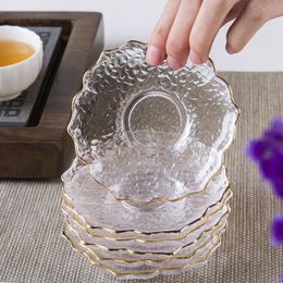 Cups & Saucers Japanese Style Glass Teacup Tea Set Accessory Thermal Insulation Cup Tray Crystal Saucer Teaset Accessories