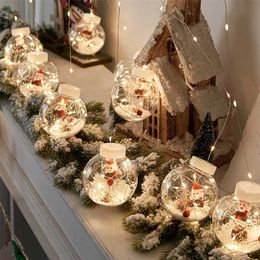 Christmas Ornaments DIY Ball Santa LED Curtain Light String Merry Decoration for Home Year 2022 Navidad 211019