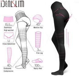 IDEALSLIM 23-32mmHg High Waist Compression Pantyhose for Varicose Veins Women Compression Stockings 211216