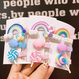 New children's Rainbow candy super cute hairpin girl bangs side clip marsh mallow duckbill