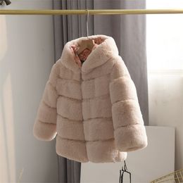 2-10 Years Kid Girls Faux Fur Coat Clothing Autumn Winter Children's Cotton-Padded Imitation Rabbit Jacket TZ292 211204