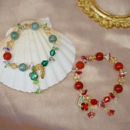 new natural stone crystal bracelet female retro fashion fourleaf clover jade bracelet