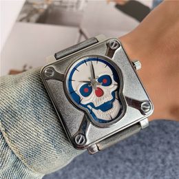 19styles Fashion B&R Skull Watch with Leather Strap Quart Battery Alloy Watches 26 Different Models BR081901