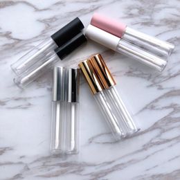 10ml Transparent Empty Lipgloss Tube Wand Container Private Label Lip Gloss Clear Round Bottle Pink Silver Rose Gold Black