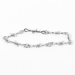 Fashion Prickly Thorns strand Silver Men's Jewellery Iron Unisex Choker Alloy Bangle Hip Hop Gothic Punk Style Barbed Wire Small Bracelet Choker Chain Gift