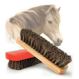 100% Horsehair Shoe Brush Polish Natural Leather Real Horse Hair Soft Polishing Tool Bootpolish Cleaning Brush For Suede Nubuck Boot CG001