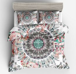 Fanaijia 3pcs Bohemian Bedding Set queen size Mandala feather Print Duvet Cover set with pillowcase AU king Bed bedline 210309
