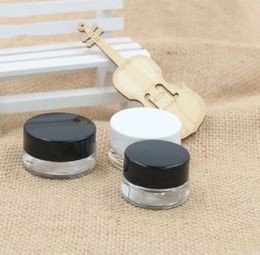 3g 5g Empty Glass Lip Balm Container Wide Mouth Cosmetic Sample Jars with Black Cap