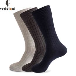 Veridical Large Size Men Long Business Harajuku Socks 5 Pairs/Lot Winter Solid Gentleman Sox Sokken Fit Eu 42-48