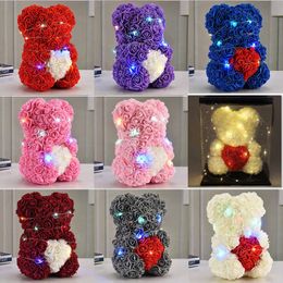 25cm Led Lighted Bear Rose Flower Valentine Day Gifts Party Decoration Love Children's days Teacher's day New year Gift FHH21-873
