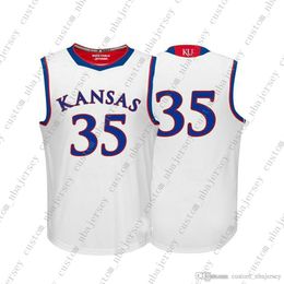 Cheap Custom Kansas Jayhawks NCAA #35 White Basketball Jersey Personality stitching custom any name number XS-5XL