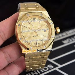 New 44mm 15400 A2813 Automatic Mens Watch Gold Texture Dial Frost Gold Matte Yellow Gold Bracelet High Quality Sport Watches Hello_Watch