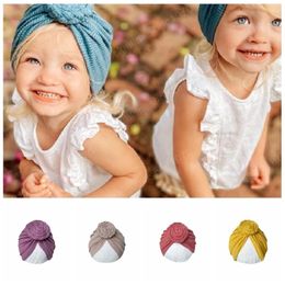 17*19 CM Solid Color Soft Cotton Toddler Indian Hat Handmade Folded Baby Girl Beanie Cap Kids Hair Accessories Photo Props