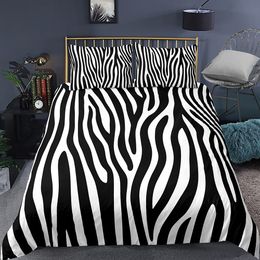 Luxury Black White Bedding Set Zebra Pattern Girl Boys Home Doubls Single Duvet Cover Set Animals Theme Custom Bed Linen Set 210309