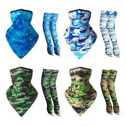 2pcs/set Solid Color Camouflage Bandana Sleeves Hiking Scarves Dustproof Cycling Equipment Hunting Military Tactical Neck Cover Caps & Masks