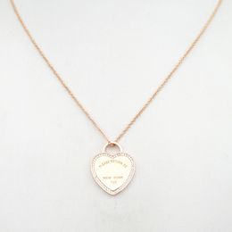 100% pure silver ms classic golden rose gold heart pendant necklace set zircon letter lovers romantic fashion accessories Q0531