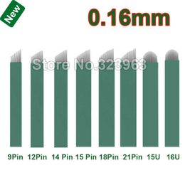 0.16mm Lamina Tebori Microblading Needles 9 12 14 15 18 2115U 16U 12 U 18U Tattoo Needles for Permanent Makeup Blade Manual Pen 210608