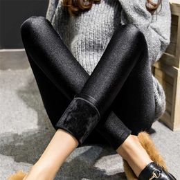 Autumn Winter Women Warm Leggings Outside Wear High Waist Fitness Pants Thicker Plus Cashmere Slim Was Warm Leggings Fashion 211014