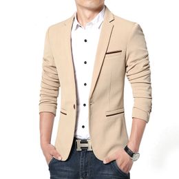 Luxury Spring Autumn Luxury Men Blazers Casual Business Cotton Slim Fit Suit jacket Male Plus Size M-5XL Blazer Masculino