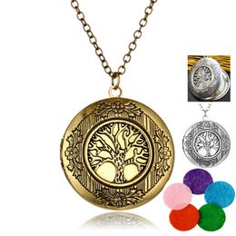 Charming Trendy Dainty Tree Essential Oils Diffuser Necklace Pendant Women Antique Aromatherapy Diffuser Necklace Pendant Gifts