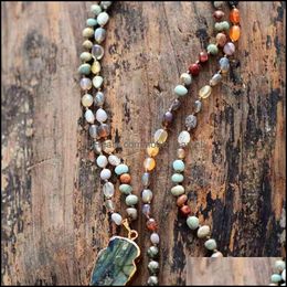 Pendant Necklaces & Pendants Jewellery Boho Random Shape Natural Stone Stberry Quartz Pyrite Labradorite Necklace Women Bead Lariat Dropship 2