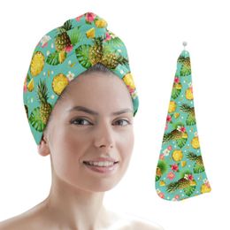 Towel Pineapple Palm Leaves Women Hair Towels Bathroom Microfiber Quick Dry Shower Cap For Home