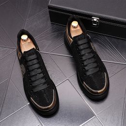 Germuss Men's Diamond Rhinestone Business Sneakers: Handmade Comfort & Style for Casual and Walking