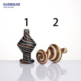 Colored Glass Bubble Carb Cap Spiral pattern Smoking Accessories for Quartz Banger Nails Water Pipes Bongs Dab Rigs