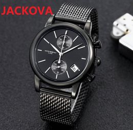 Full Functional Mens Watches Stopwatch Stainless Steel Mesh Watch 40mm Quartz Wristwatches Luminous montre de luxe