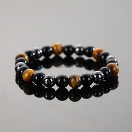 Red Black Hematite Tiger Eye Stand Bracelet Elastic Glaze Beads Bracelets for Women Men Fashion Jewellery Will and Sandy