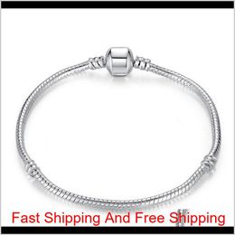 1Pcs Drop Shipping Silver Plated Bracelets Women Snake Chain Charm Beads For Pandora Beads Bangle Bracelet Children Gift B001 Detct J4Ah1