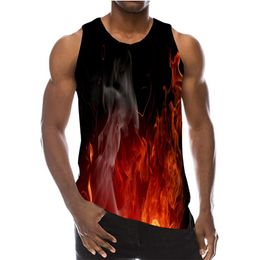 UNEY Men's Flame Print Tank Top Casual Sport Sleeveless Fire Shirt Smoke Beach Cool Vest Tops For Men 210623